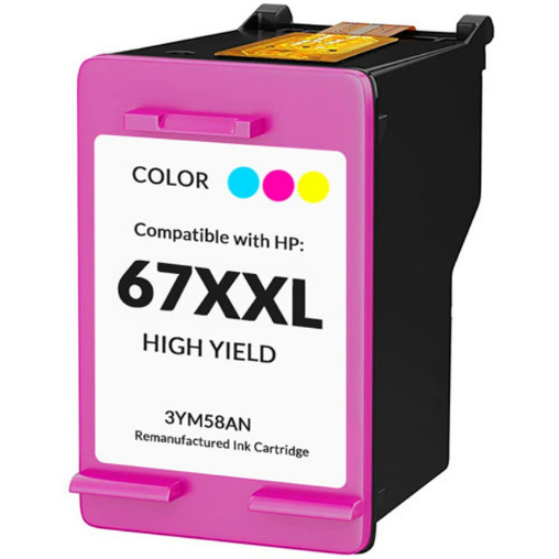 Renewable Replacement For HP 67XXL (6ZA16AN) Color, Ink Cartridge, Extra High Yield
