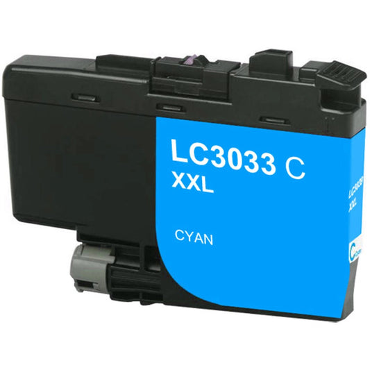 Renewable Replacement For Brother LC3033C Cyan, Ink Cartridge, Super High Yield